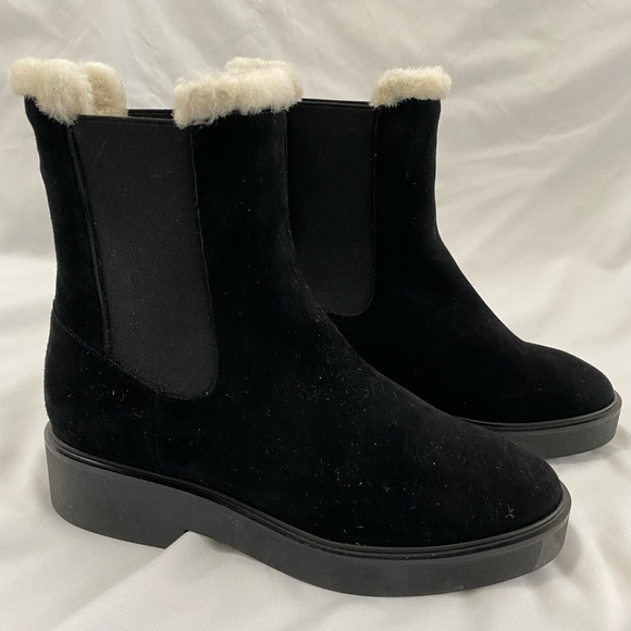 Stuart WEITZMAN Alpine Cozy Faux Fur Lined Chelsea Boot in black - womens 4.5 - Picture 7 of 9